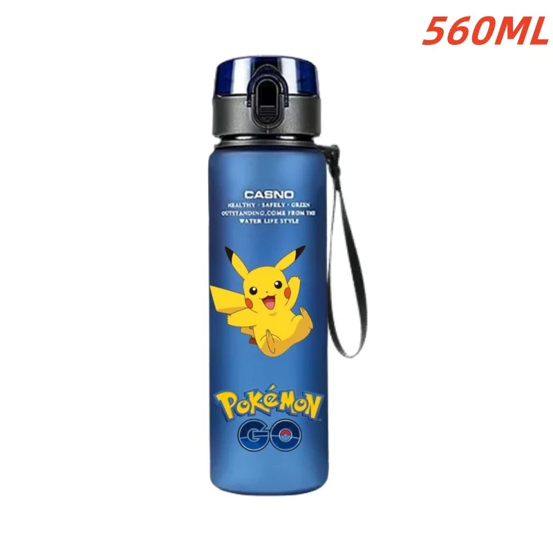 560ML Pokemon Water Cup Anime Portable Children's Cute Pikachu Gengar Plastic Outdoor Sports Large Capacity Water Bottle Gifts