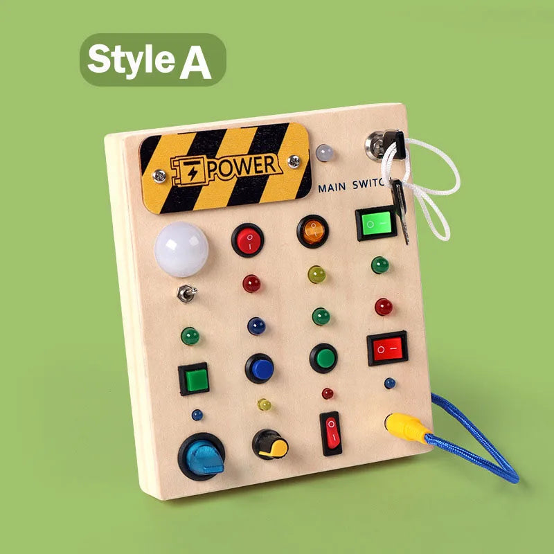 Montessori Busy Board With Switch Control Wooden Toddler Toys Sensory Travel Activities Toys For Kids Puzzle Early Learning Toys