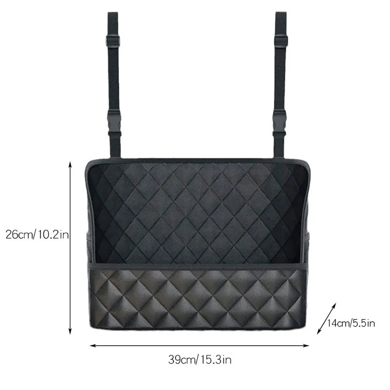 Car Middle Seat Storage Net Large Capacity Leather Bag Seat Back Storage Bag Car Chair Back Supplies Storage Goods Hanging Bag ﻿