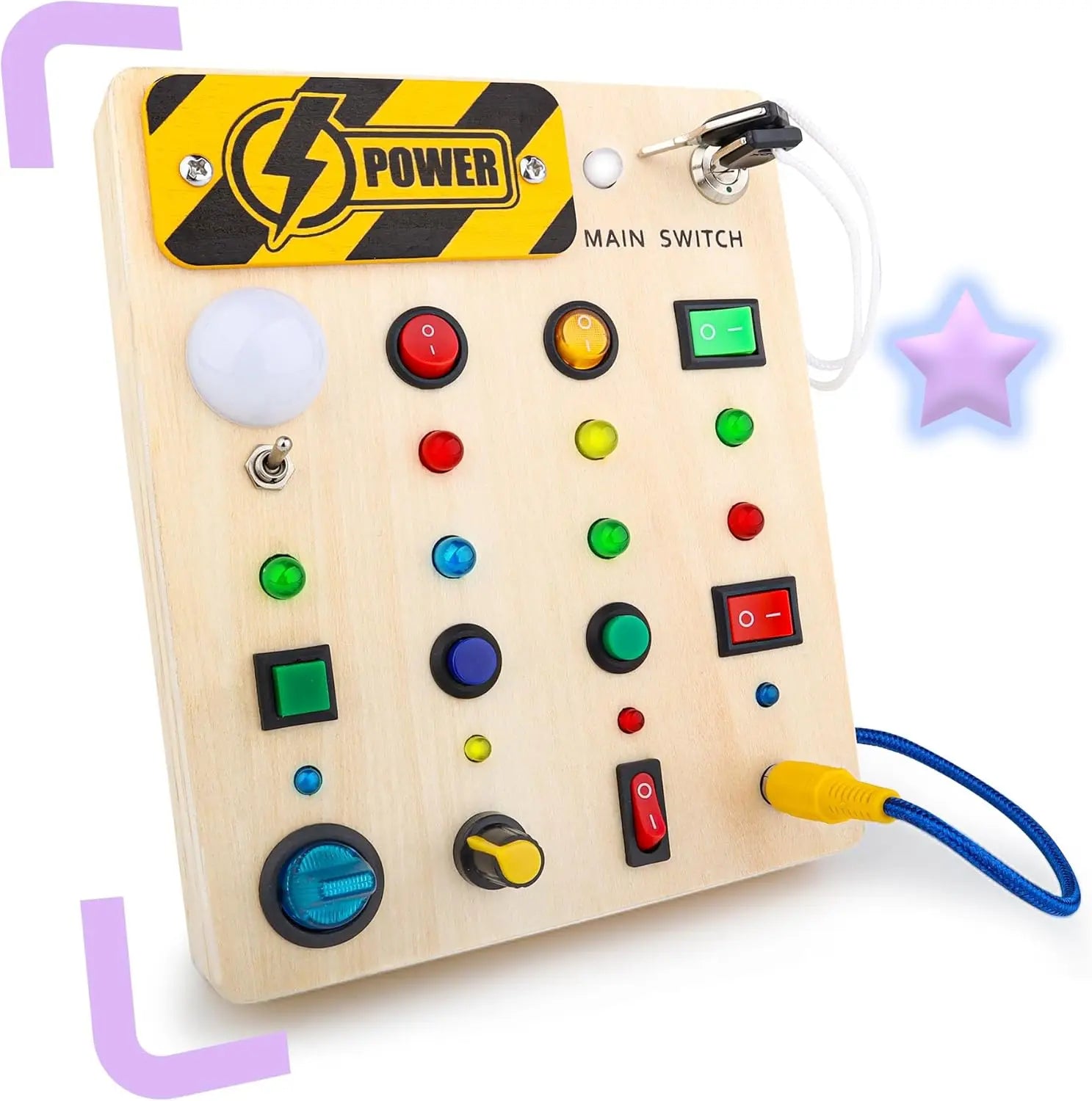 Montessori Busy Board With Switch Control Wooden Toddler Toys Sensory Travel Activities Toys For Kids Puzzle Early Learning Toys