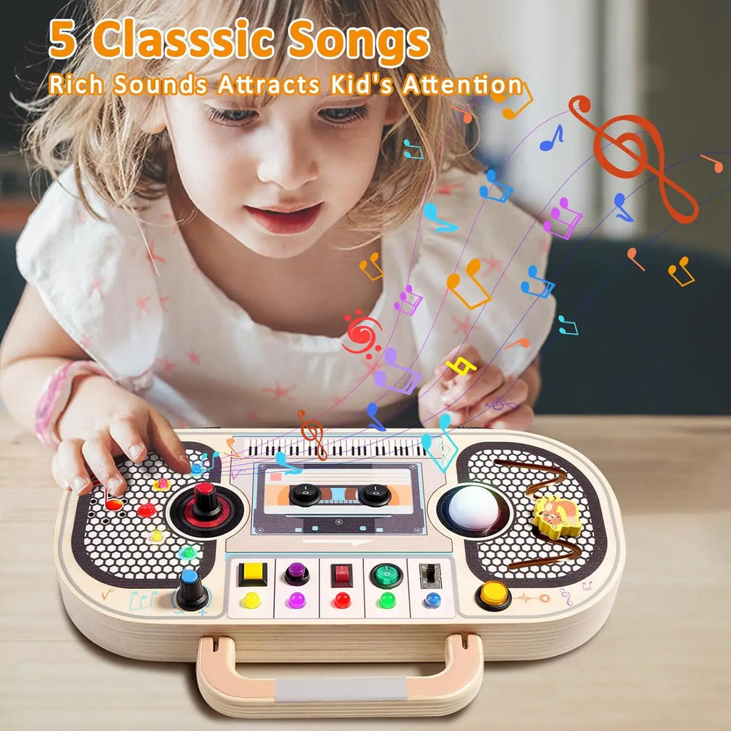 Montessori Busy Board With Switch Control Wooden Toddler Toys Sensory Travel Activities Toys For Kids Puzzle Early Learning Toys