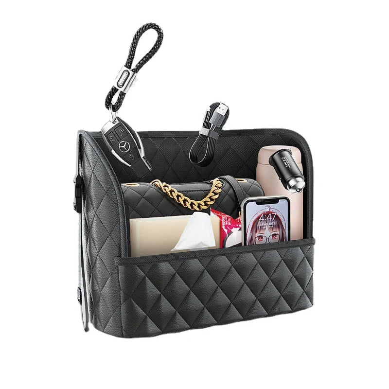 Car Middle Seat Storage Net Large Capacity Leather Bag Seat Back Storage Bag Car Chair Back Supplies Storage Goods Hanging Bag ﻿