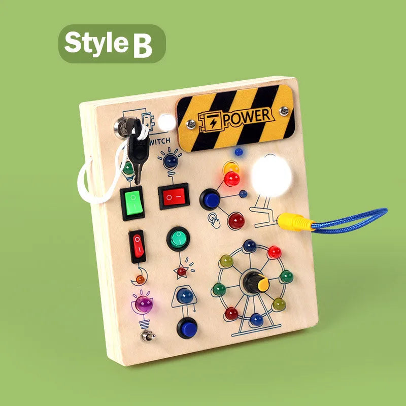 Montessori Busy Board With Switch Control Wooden Toddler Toys Sensory Travel Activities Toys For Kids Puzzle Early Learning Toys